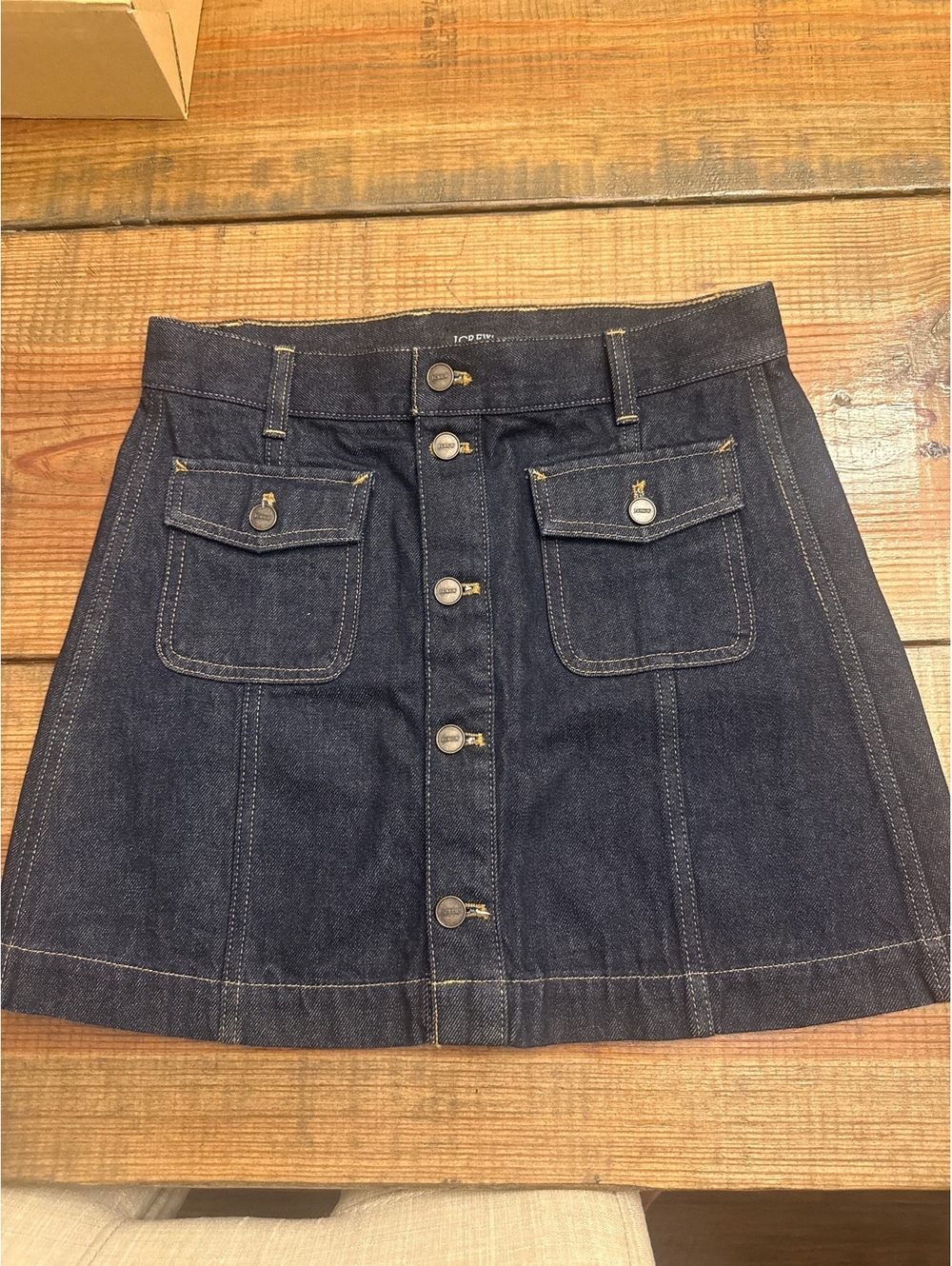 J. Crew dark denim button down skirt